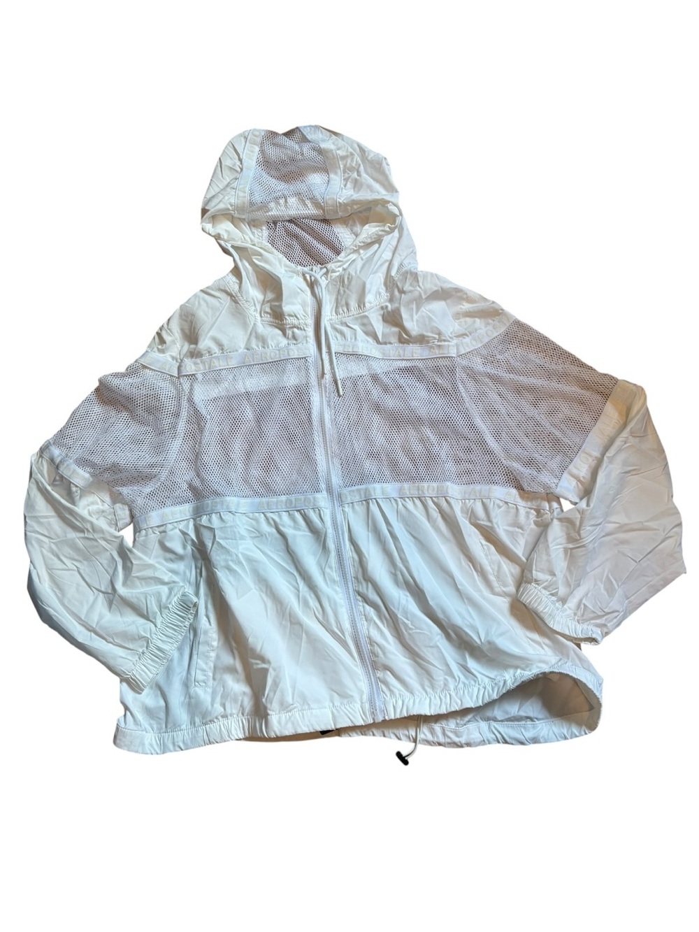 Aeropostale // White Hooded Lightweight Windbreaker Jacket // Women - Picture 2 of 6